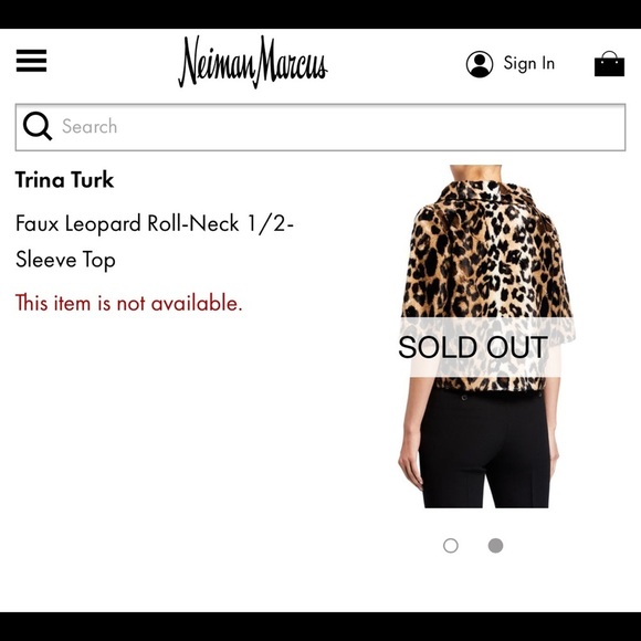 Trina Turk Faux Leopard Roll-Neck 1/2-Sleeve Top sz S - Picture 2 of 5